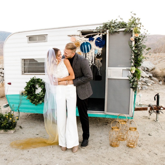 New Handmade Wedding Veil Alternative Gold blue - Picture 2 of 5